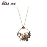 Gold Color Imitation Pearl Flower Birds Pendant Necklace