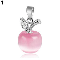 Apple Shape Pendant Necklace High Quality Crystal Leaf Charm Necklace For Women, Girls, Gift Jewelry - sparklingselections