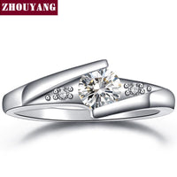 Classical Silver Cubic Zirconia Fashion Engagement Ring For Women - sparklingselections