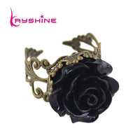 Gothic Style Vintage Resin Rose Hollow Out Rings for Women
