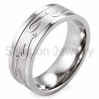 Hook Engraved Silver Wedding Ring for Men - sparklingselections