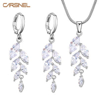 Luxury Silver color Cubic Zircon Necklace and Earring set Jewelry - sparklingselections