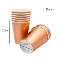New Rose Gold Series Gilding Paper Straws/Cup/Plate/ Disposable for Party - sparklingselections