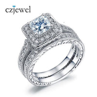 White Gold  Color Big 1.5ct Princess Engagement Ring Set - sparklingselections