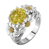 New Fashion Sunflower Shape Cubic Zirconite Finger Ring - sparklingselections