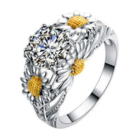 New Fashion Sunflower Shape Cubic Zirconite Finger Ring - sparklingselections
