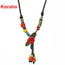 New Women Flower Design Handmade Ceramic Necklaces