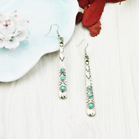 Vintage Blue Stone Bar Dangle Earring for Women