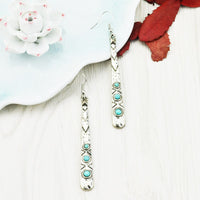 Vintage Blue Stone Bar Dangle Earring for Women