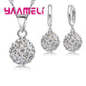 New Shiny Sterling Silver Austrian Crystal Disco Ball jewelry set