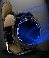 New stylish Blue LED Soft Leather Touch Screen Watch - sparklingselections