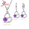 Valentines heart shape Sterling Silver Necklace and Earring set Pendant Jewelry