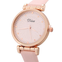 new Fashion Pink Female Leather Quartz Wrist Watch - sparklingselections