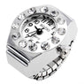 new Luxury Rhinestone Silver Elastic Finger Ring Watch