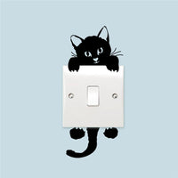 Lovely Cute Little Cat Switch Wall Decals - sparklingselections