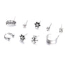 New Silver Color Flower Skull Crystal Retro Fashion Earring