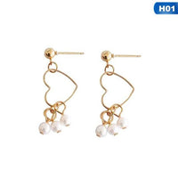 Heart-shaped Minimalist Temperament Pearl Earrings Gold - sparklingselections