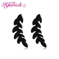 Small Black Punk Leaf Stud Earring Beautiful - sparklingselections