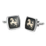 New High Quality Enamel Craft Black Square Golden Horse Cufflinks