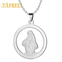 New Round Shape The Virgin Mary Silver Stainless Steel Chain Necklaces - sparklingselections
