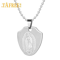 New Round Shape The Virgin Mary Silver Stainless Steel Chain Necklaces - sparklingselections