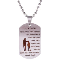 My Son Love Dad Stainless Steel With Ball Chain Pendant Necklace Hot Sale Fashion Men Gifts Accessory - sparklingselections