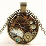 Printing Clock Compass Pendant Necklace