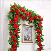 New Silk Roses Ivy Vine with Green Leaves For Home Decoration - sparklingselections
