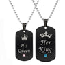 New "Her King His Queen" Tag Stainless Steel couple gift necklace