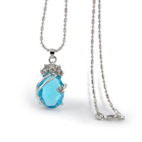 Light Blue Silver Crystal Pendant Necklace For Women Wedding Jewelry - sparklingselections