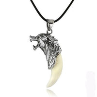 Antique Silver Tribal Stark Wolf Fang Tooth Pendant Necklace for Men Fashion Stylish Necklace Jewelry