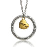 Vintage Silver Charm (Love Dream Hope Trust) Words Circle Pendant Necklace