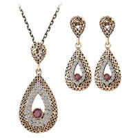 Women Crystal Water Drop Necklace Earring Jewelry Sets