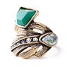 Retro Exquisite Acrylic Geometric Green Gem Rings For Women