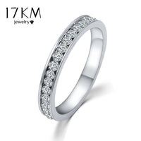 Stainless Steel Silver Color Crystal Engagement Women Rings