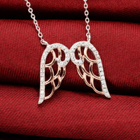 Silver Dual Angel Wing Pendant Necklace For Women - sparklingselections