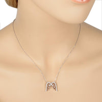 Silver Dual Angel Wing Pendant Necklace For Women - sparklingselections