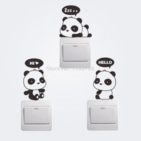 New Cheap Carton Panda Switch Refrigerator Wall Stickers