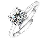 Adjustable Silver Color CZ Crystal Wedding Rings For Women - sparklingselections