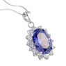Oval Blue Zirconia Pendant Chain Necklace For Women