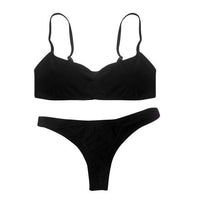 Summer Solid Bikini Push-up Bra Swimsuit - sparklingselections