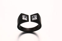 Stainless Steel Cubic Zirconia Open Cuff Rings