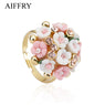 Summer Style Pink Flower Rings For Women ( R2108)