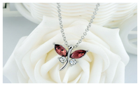 Cute Butterfly White Gold Plated Rhinestone Fine Pendants