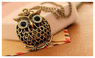 Vintage Cute Owl Small Pendant Long Chain Necklace