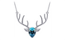 Fashion Light Blue Rhinestone Crystal Puppy Deer Head Pendant Necklace