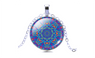 New Mandala Flower Dome Glass Pendant Silver Color Chain Necklace