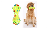 Colorful Dotted Dumbbell Shaped Squeeze Squeaky Faux Bone Pet Chew Toys - sparklingselections