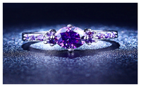 White Gold Plated Purple Amethyst Cubic Zirconia Ring