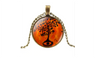 Life Tree Art Glass Cabochon Vintage Pendant Necklace